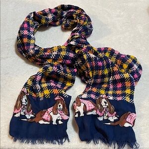 Talbots Colorful Dog Pattern Scarf